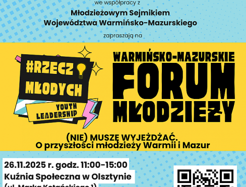 Plakat informacyjny o wydarzeniu, zawiera kod QR